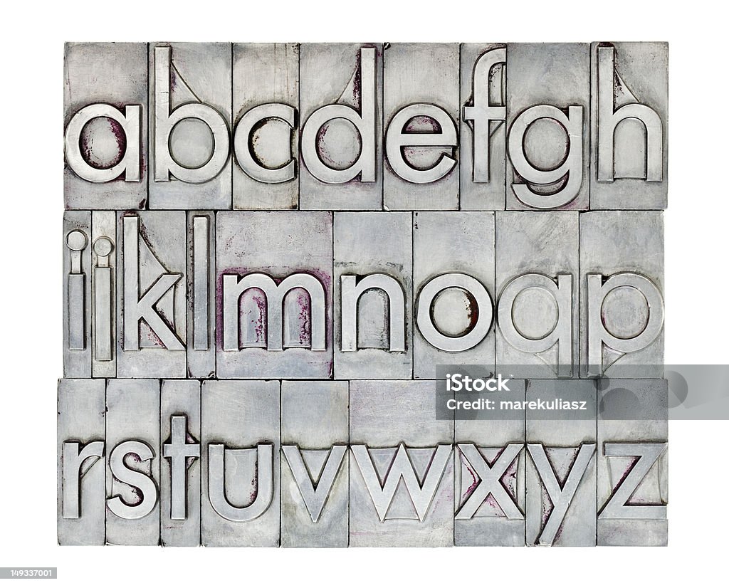 Angielski alfabet w metalu typu - Zbiór zdjęć royalty-free (Antyczny)