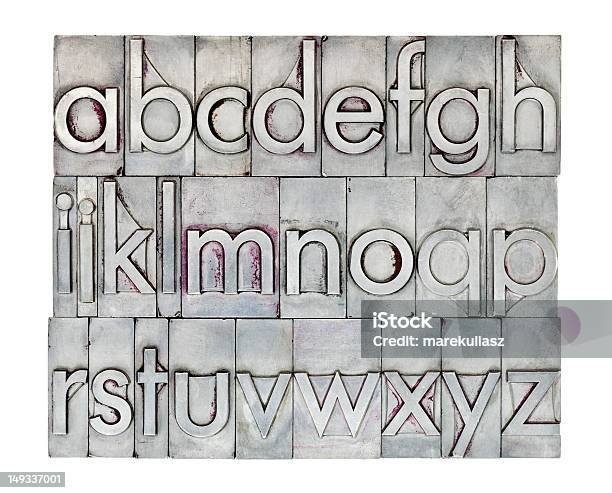 Angielski Alfabet W Metalu Typu - zdjęcia stockowe i więcej obrazów Antyczny - Antyczny, Bez ludzi, Biały