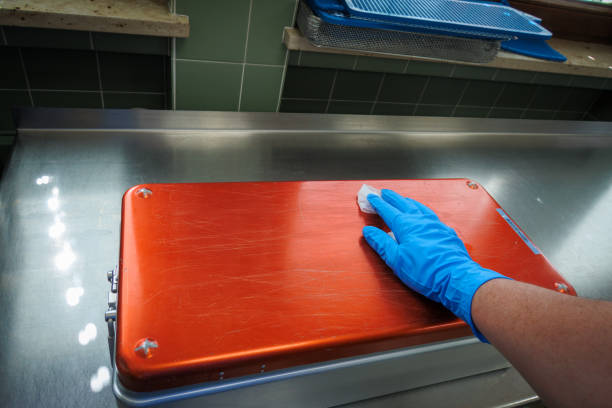 istock an instrument container is disinfected in a sterilization department 1493375882