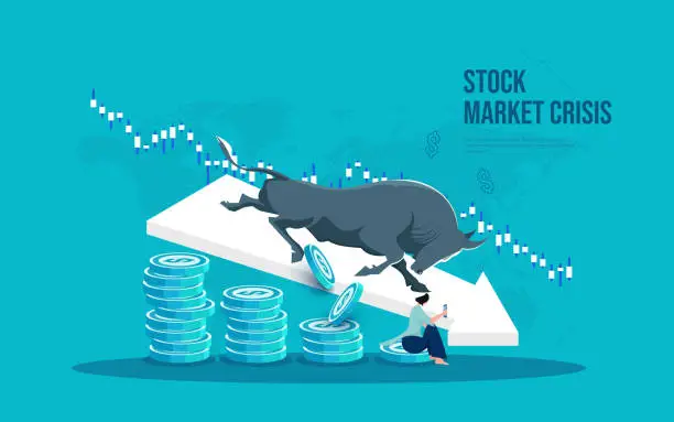 Vector illustration of Financial crisis or stock market crash concept