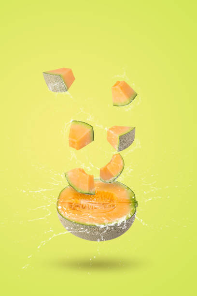 istock Creative layout made from melon on a pastel yellow background. Fruit minimal concept and copy space. 1493380166