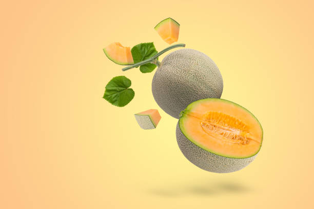 istock cantaloupe melon isolated on orange background. 1493380178