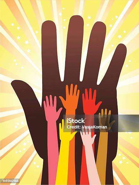 Seven Hands Up Stock Illustration - Download Image Now - Altruism, Arms Raised, Charity and Relief Work