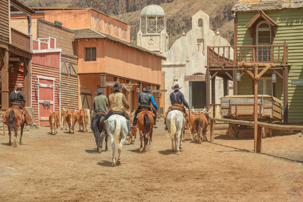 Tombstone, Arizona - December 20, 2023: Reenactment at the OK Corral in Tombstone, Arizona where Doc Holiday, Wyatt Earp and others get into a shootout with cowboys
