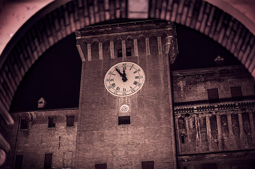 Nighttime Details of the Castle of Ferrara