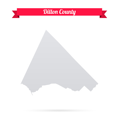 Map of Dillon County - South Carolina, isolated on a blank background and with his name on a red ribbon. Vector Illustration (EPS file, well layered and grouped). Easy to edit, manipulate, resize or colorize. Vector and Jpeg file of different sizes.