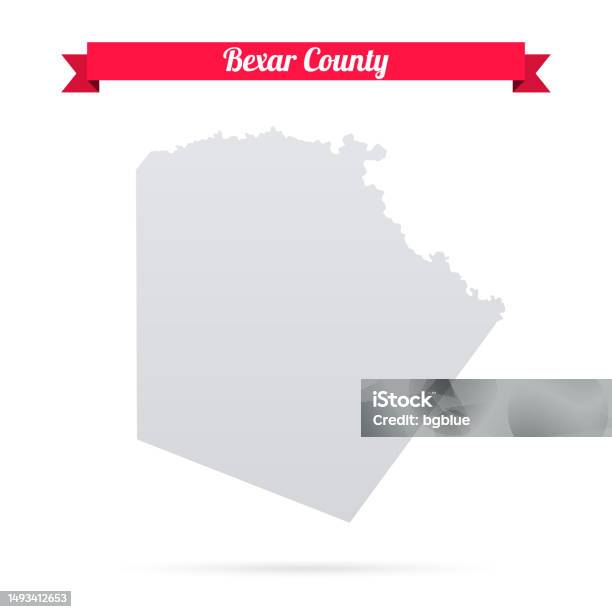 Bexar Map Bexar County Texas Map On White Background With Red Banner Stock ...