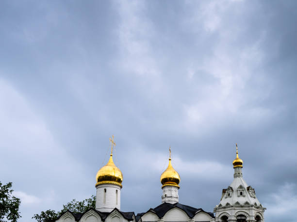 istock gray rainy clouds over golden domes of churches 1493413508