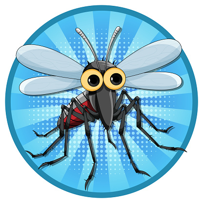 Mosquito in cartoon style illustration