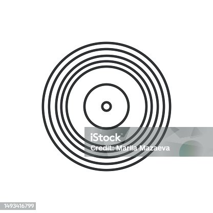 istock Vinyl record icon. Iillustration in outline  style. 70s retro vector design. 1493416799