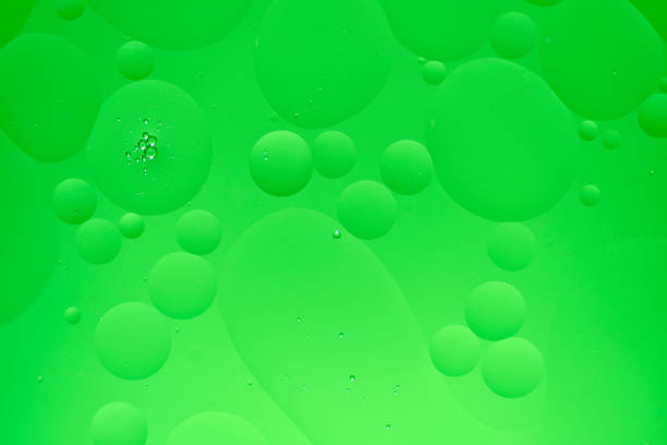 istock Abstract background with green oil circles on the water. 1493419488
