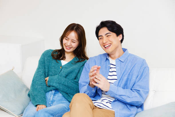 istock Japanese couple watching at television 1493419575