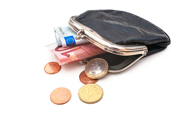 Seniors wallet with Euro currency stock photo