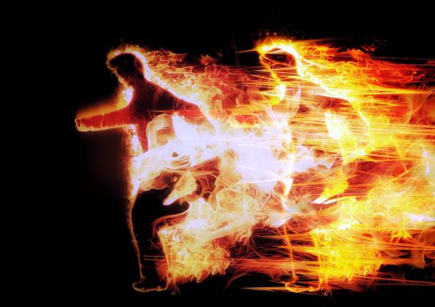 istock 3d illustration of people competing in burning flames 1493421614