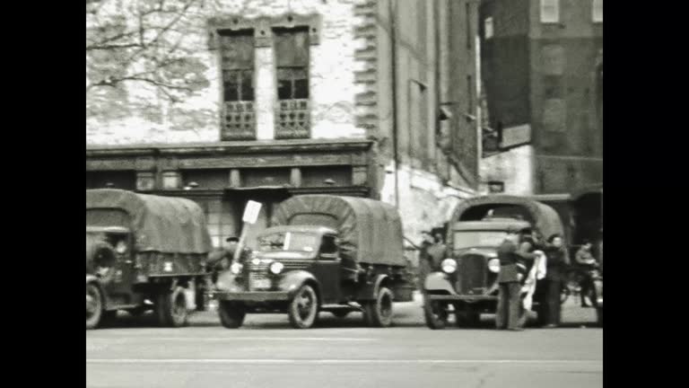 United States 1947, American Traffic jam scene in the 40s