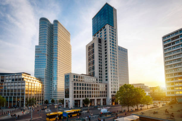 view on tall business towers in Berlin Charlottenburg near Train Station Zoologischer Garten
