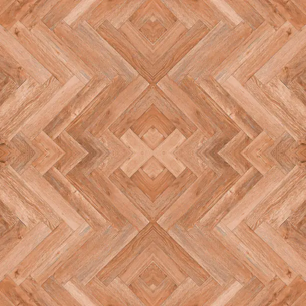 Classic parquet wooden feature texture on seamless chevron pattern background.