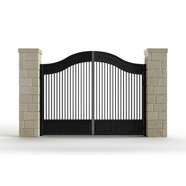 istock 3D rendering of a gate isolated on a white background. 1493428080