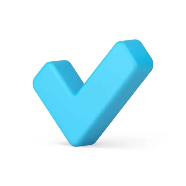 Vector illustration of Done complete checkmark agree check mark blue isometric 3d icon realistic vector illustration