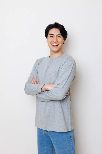 istock Japanese man in casual clothing posing 1493430347
