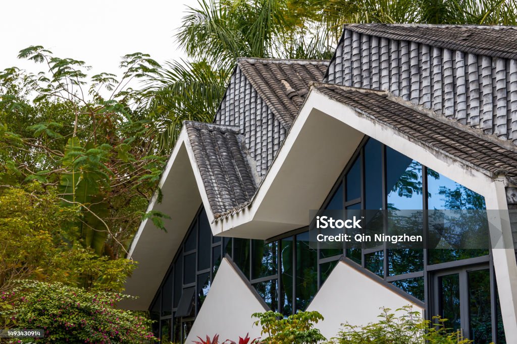 An Angular Modern Building In A Forest Stock Photo - Download Image Now ...