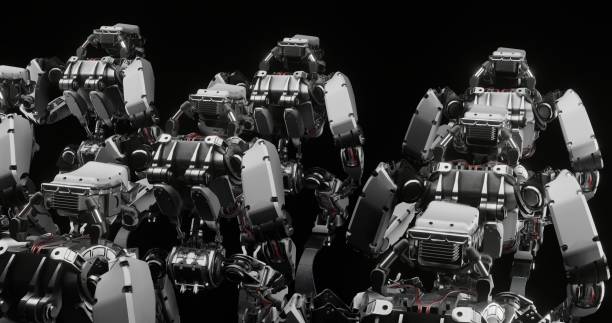 istock robot squad, cyborgs, synchronous movement, background for music, 3d render 1493430934