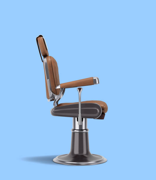 istock leather barber chair with chrome inserts right view 3d render on blue 1493432382