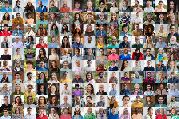 150 individual personalities collage - grupo grande de pessoas imagens e fotografias de stock