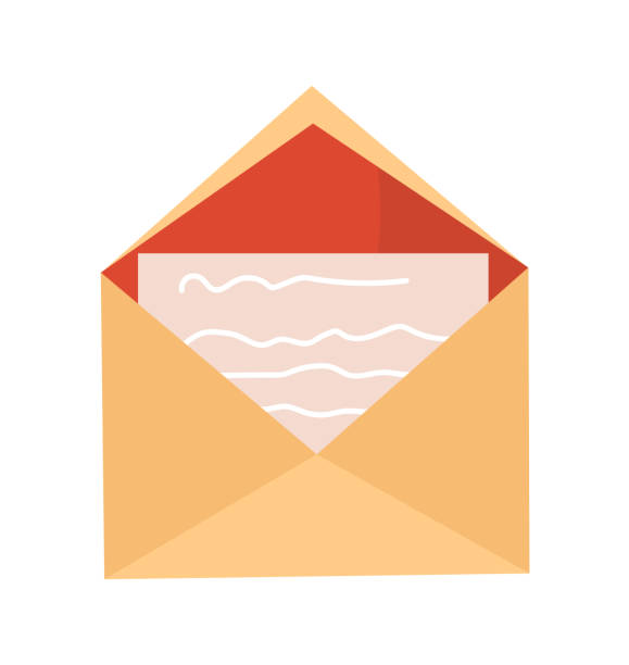 ilustrações, clipart, desenhos animados e ícones de conceito de vetor de envelope bege bonito - mail cheerful new surprise