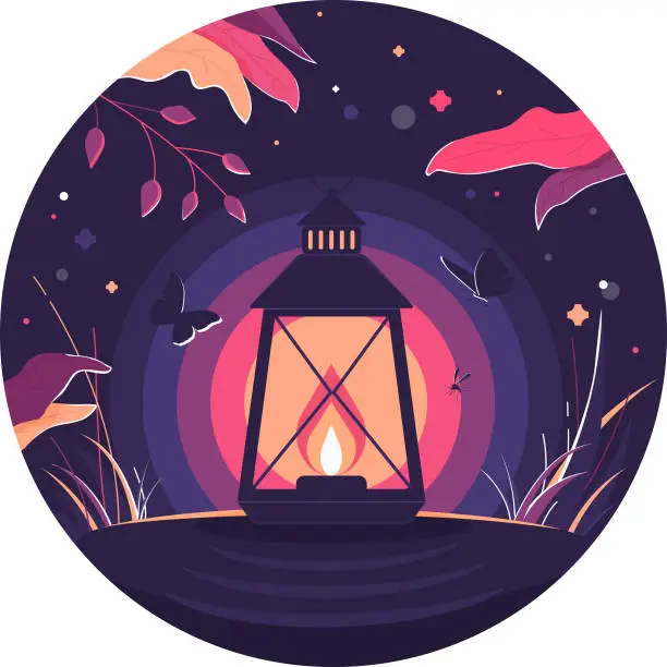 Vector illustration of Night lantern