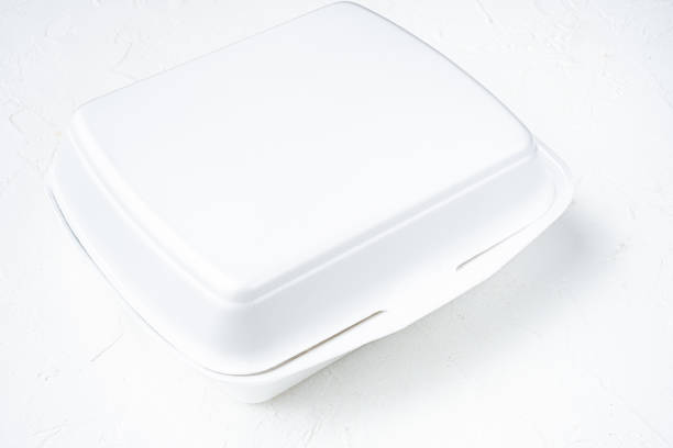 istock White square  Food box , for delivery, on white stone table background, with copy space for text 1493436455