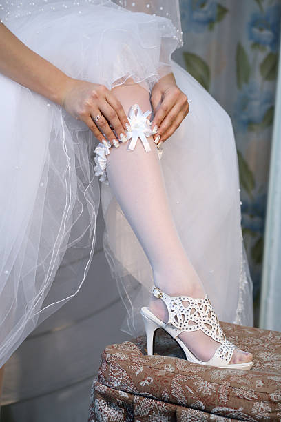 Foot of  bride. stock photo