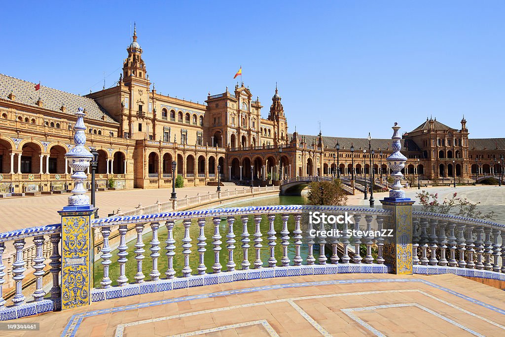 Plaza de espana Sewilla, Andaluzja, Hiszpania, Europa - Zbiór zdjęć royalty-free (Andaluzja)
