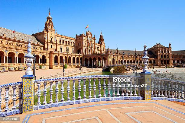 Plaza De Espana Sewilla Andaluzja Hiszpania Europa - zdjęcia stockowe i więcej obrazów Andaluzja