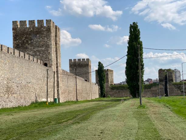 Medieval fortified city Smederevo fortress or Smederevo's 15th century fortress - Smederevska tvrđava ili Smederevska utvrda, Smederevo - Serbia (Srbija) stock photo