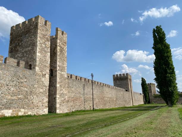 Medieval fortified city Smederevo fortress or Smederevo's 15th century fortress - Smederevska tvrđava ili Smederevska utvrda, Smederevo - Serbia (Srbija) stock photo