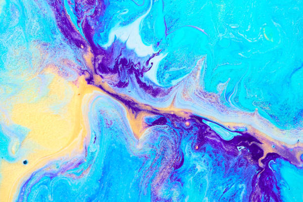 Flowing paint texture. Paper marbling abstract background stock photo