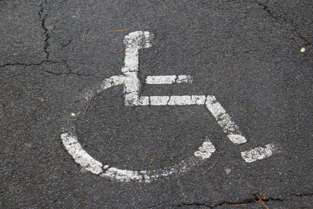 istock wheelchair sign on asphalt road 1493459400