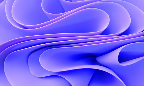 istock Abstract multi layer background with wave curved ribbons and folds 3d render. Soft purple blue layers of fabric or paper with ruffles and gradient texture. Fashion wallpaper, pattern 1493460091