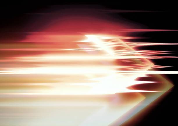 3d illustration of red light arrows flying in space in technology concept