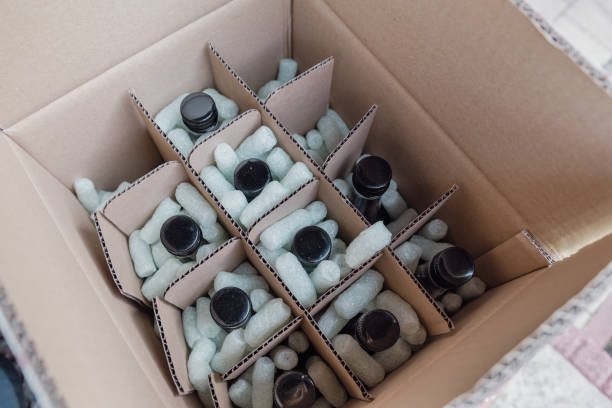istock Carton with glass bottles for shipping 1493463969