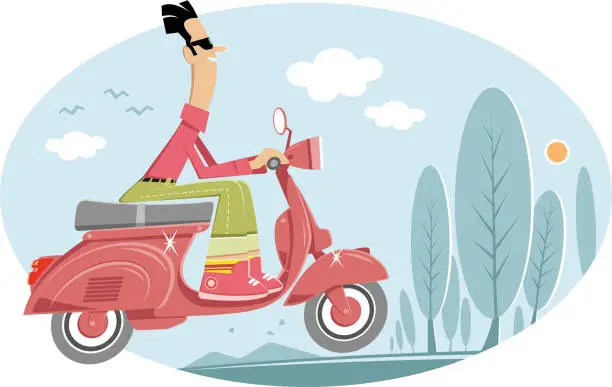 Vector illustration of SCOOTER IN NATURE