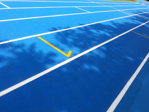 Stadium track or track for athletes. Tracks are rubber man-made tracks used in athletics.