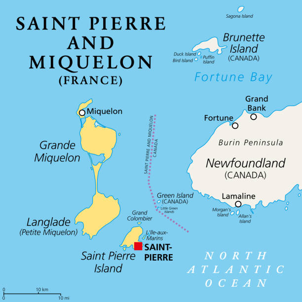 illustrations, cliparts, dessins animés et icônes de saint-pierre-et-miquelon, collectivité d’outre-mer de la france, carte politique - saint pierre et miquelon