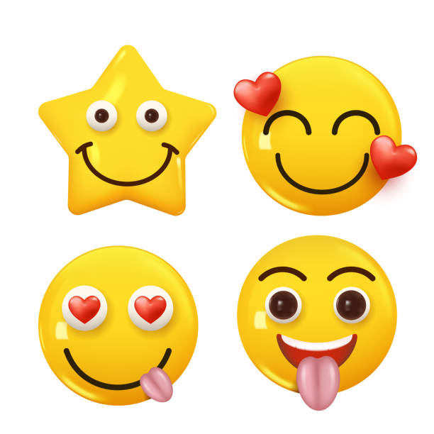 istock Set of 3d icon yellow color smile emoji. Set Icon Smile Emoji. Vector 1493478206