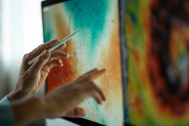 istock Hands using tech for monitoring weather conditions in logistics center. 1493481453
