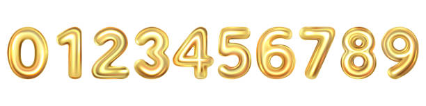 istock Golden numbers set. Golden font number 0,1,2,3,4,5,6,7,8,9, isolated on white background. 1493482130