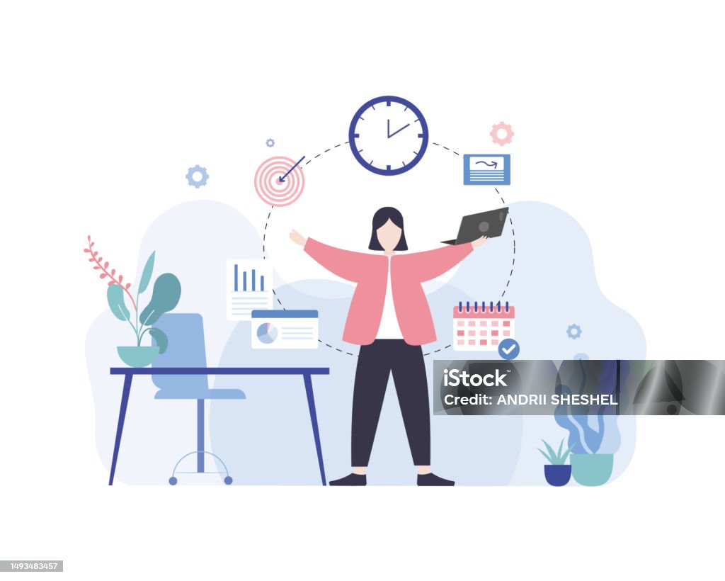 Daily Routine Working Image Daily Routine Of Modern Working Woman Female Vector Character Making To ...