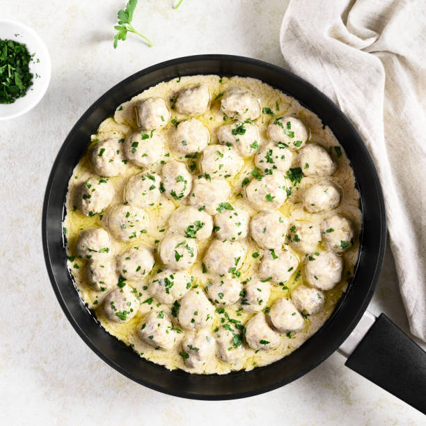 istock Swedish meatballs with white creamy sauce 1493484715
