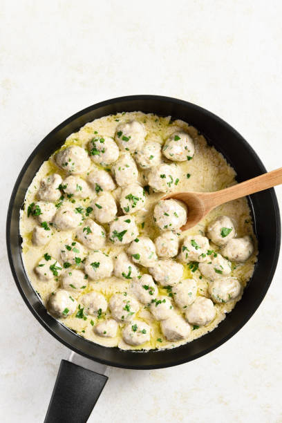 istock Swedish meatballs with white creamy sauce 1493484730